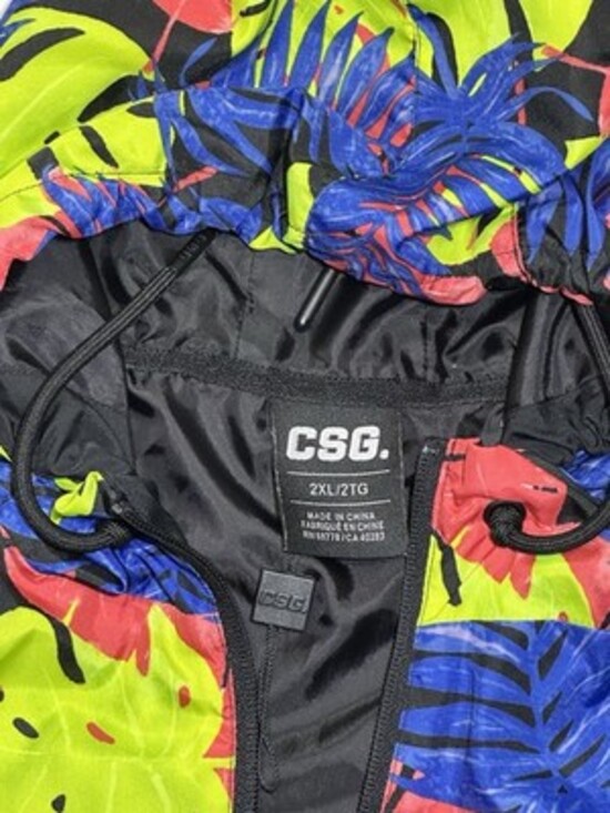 CSG Men Jacket Size 2XL Floral Wind Breaker Zip Front - Picture 3 of 8